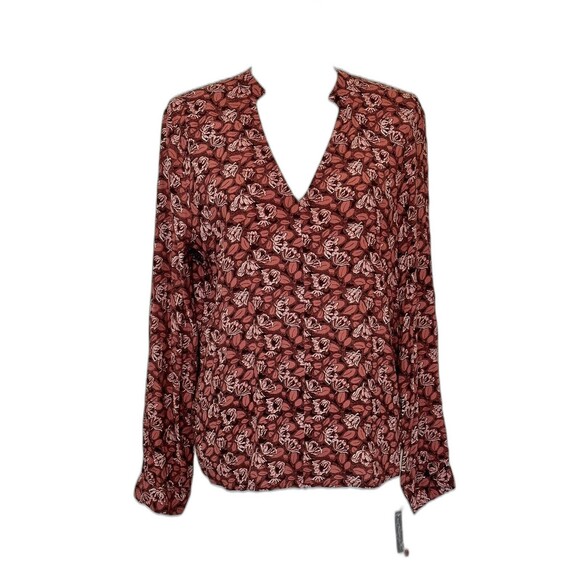 Treasure & Bond Tops - NWT TREASURE & BOND Women Size S Long Sleeve Red Rust Floral Blouse Career Boho